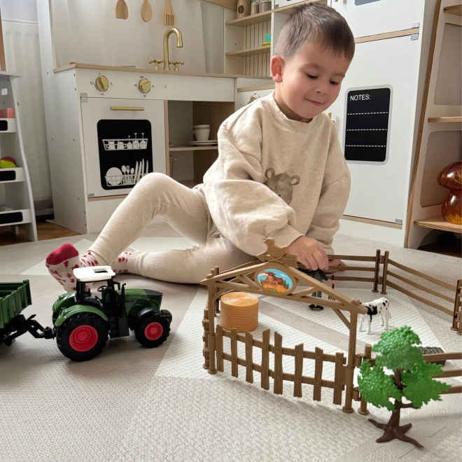 Mini Bauernhof Traktor mit Tieren und Werkzeugen von Woopie