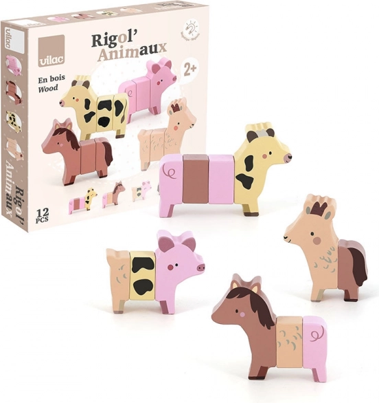 Vilac Holz-Magnetpuzzle Tiere auf dem Bauernhof