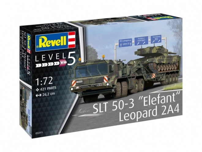 Schwertransporter SLT 50-3 Elefant mit Panzer Leopard 2A4 Modellbausatz