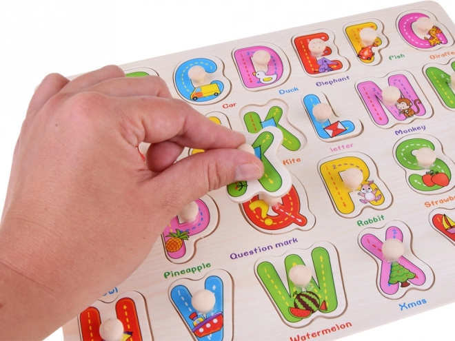 Holzbuchstaben Alphabet-Tafel 2-in-1 mit Englisch