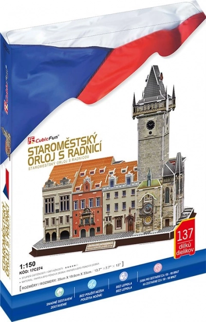 3D Puzzle Prager Rathausuhr mit Rathaus