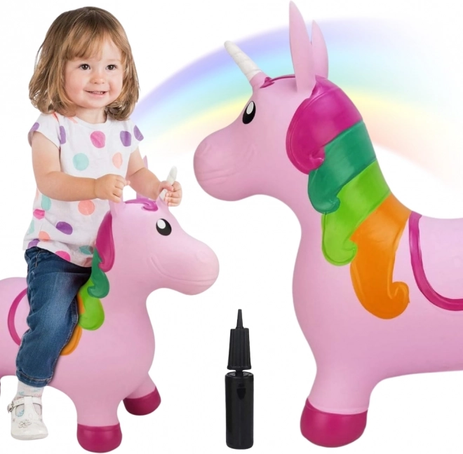 Woopie hüpfendes Gummieinhorn rosa mit Pumpe