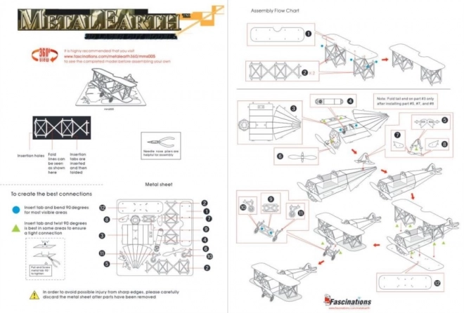 Metall-3D-Modell des Doppeldeckers Fokker D.VII – METAL EARTH