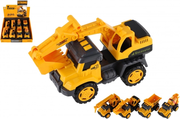 Bau-LKW mit Schwungrad 13 cm, Metall und Kunststoff, 4 Varianten