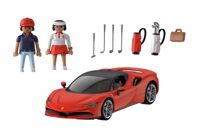 Zwei Figuren und Golf-Zubehör