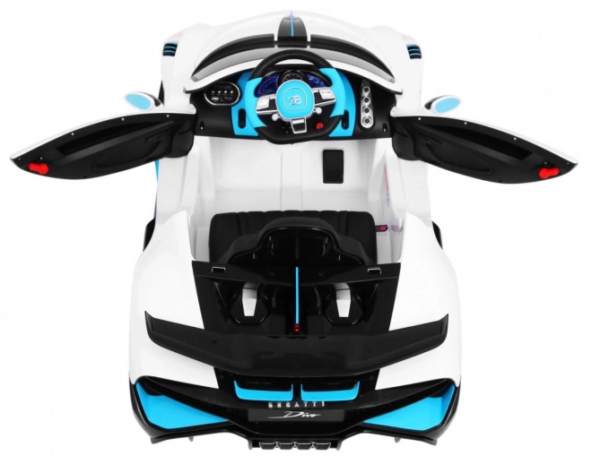 Bugatti Divo Elektrisches Kinderauto weiß + Fernbedienung + EVA + Langsamer Start + LED MP3