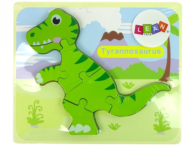 Holzpuzzle Dinosaurier Tyrannosaurus Isanosaurus Grün