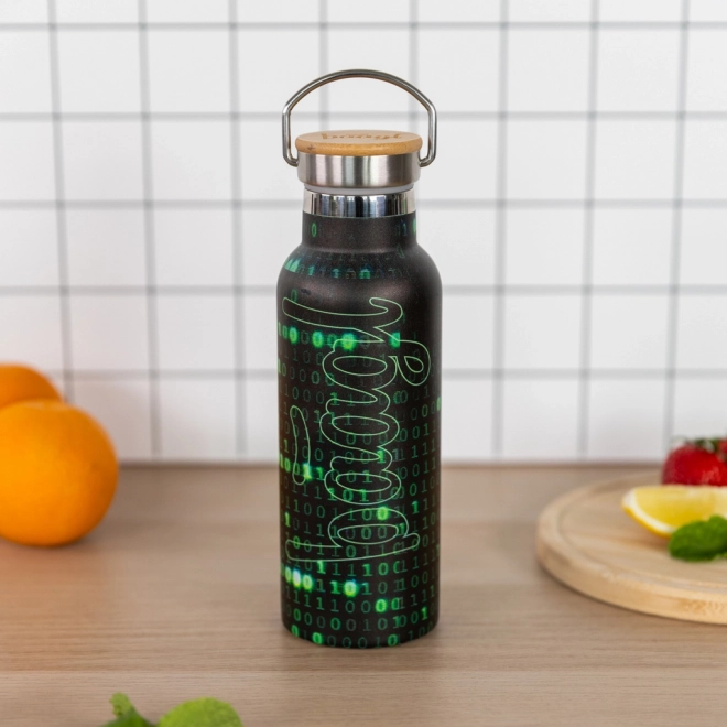 Thermoflasche mit Bambusdeckel