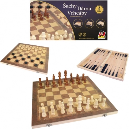 MaDe Holzschach, Dame und Backgammon 29x29 cm