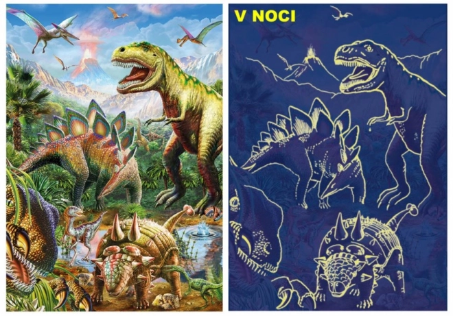 Leuchtendes Puzzle Dinosaurierwelt 100 Teile