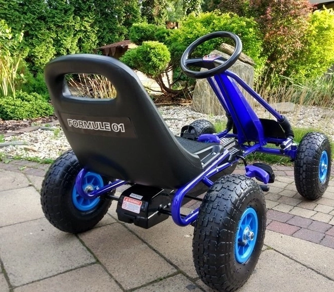 Tret-Gokart mit Luftreifen + Aufblasbare Reifen + Verstellbarer Sitz – Blau
