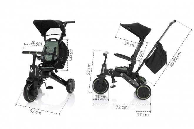 Multifunktionales Dreirad 7-in-1 X Trike in District Green