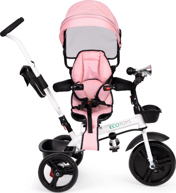 Dreirad Kinderwagen mit 360° Drehbarer Sitz Pink