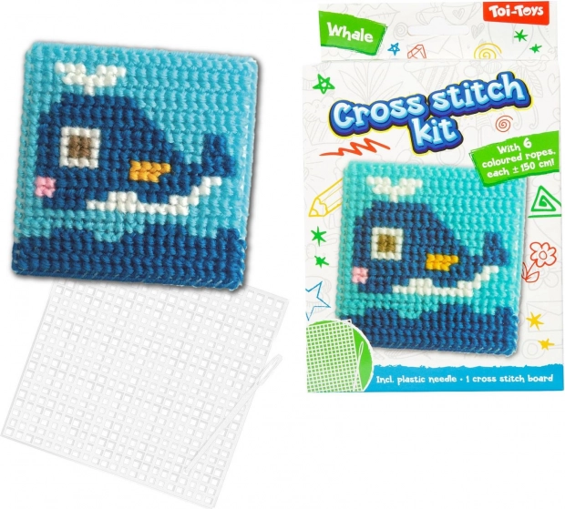 Set zum Kreuzstich-Sticken mit verschiedenen Motiven in der Box
