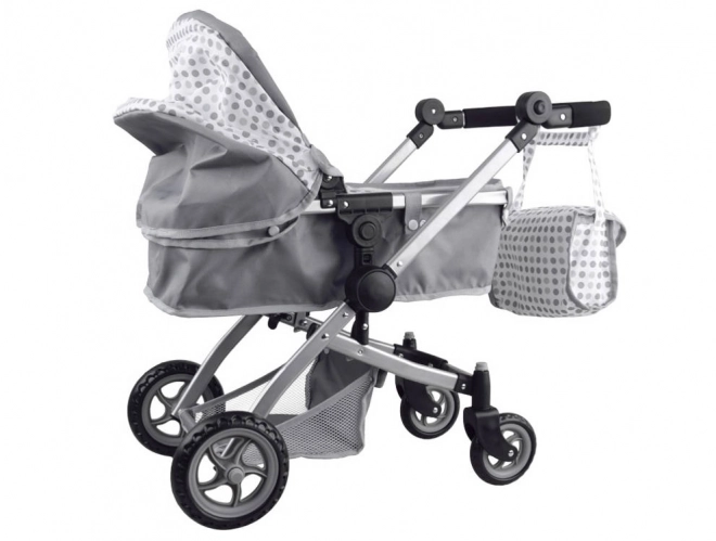 Multifunktionaler Puppenwagen 4-in-1 mit Wiege – grau