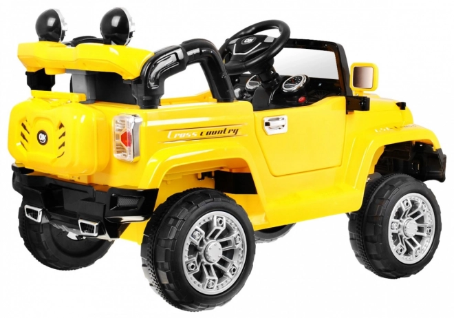 JJ Geländewagen auf Batterie für Kinder Gelb + Fernbedienung + Stauraum + Lichter + Audio