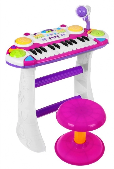 Rosa Musikset Keyboard + Trommeln + Mikrofon für Kinder ab 3 Jahren