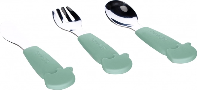 FreeON Set Kinderbesteck aus Edelstahl grün