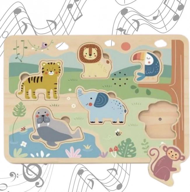 Tooky Toy Holz Interaktives Puzzle Tiere