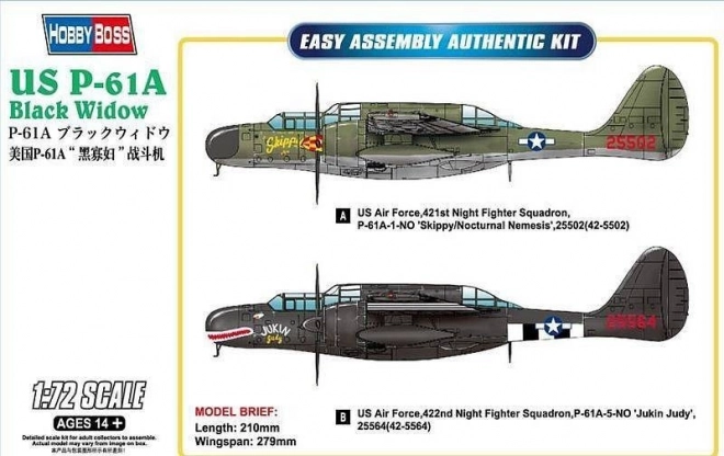 Plastikmodellflugzeug US P-61A Black Widow