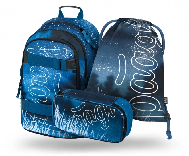 Baagl 3er-Set Skate Steel: Schulrucksack, Mäppchen, Turnbeutel