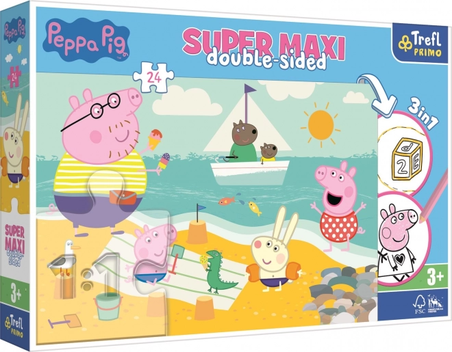 Peppa Wutz Doppelseitiges Puzzle SUPER MAXI 24 Teile von Trefl