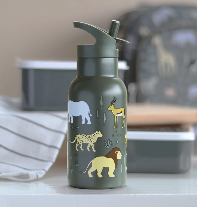 A Little Lovely Company Trinkflasche aus Edelstahl 500 ml – Tiere der Savanne