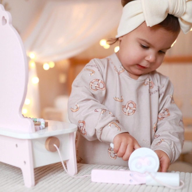 Holztoilette für Mädchen mit Spiegel und Glätteisen