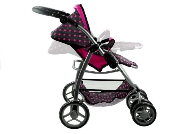 Mädchen Puppenwagen 2 in 1 Alice schwarz mit rosa Punkten