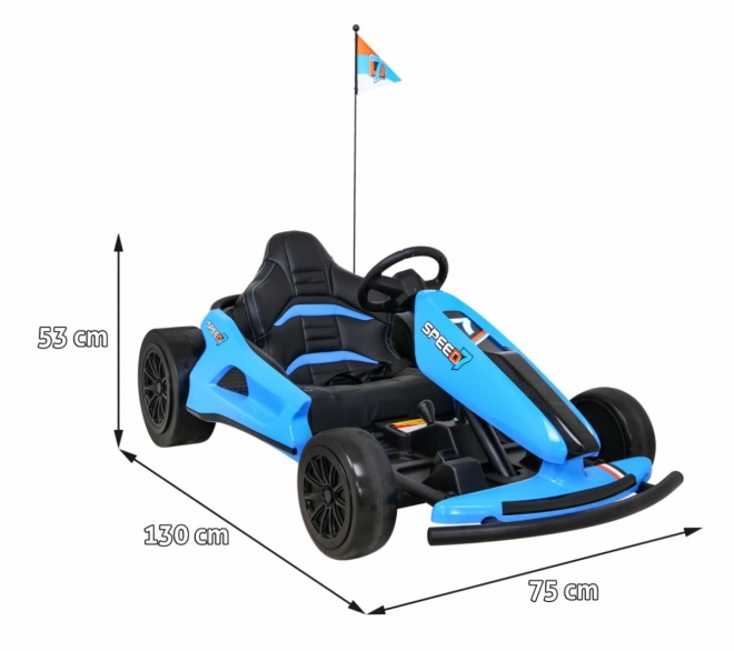 Speed 7 Drift King batteriebetriebene Gokart für Kinder Blau + Driftfunktion + Sportsitz + 2 Geschwindigkeiten + EVA