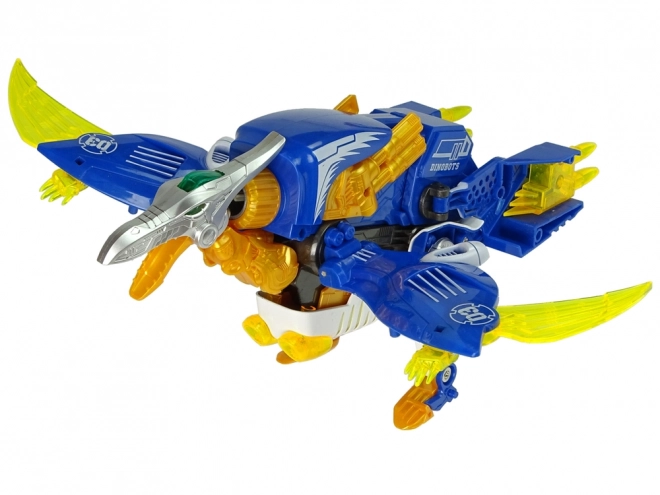 Dinobot 2-in-1 Blauer Dinosaurier-Pistole mit Pterosaurier-Schild