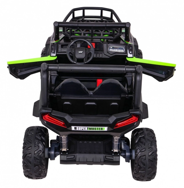 Buggy UTV Offroader für Kinder Grün + Fernbedienung + Gepäckträger + langsamer Start + EVA + MP3 LED