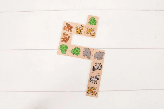 Buntes Safari-Holzdomino für Kinder