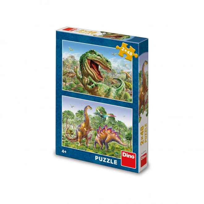 Dinosaurier-Duell Puzzle 2x48 Teile