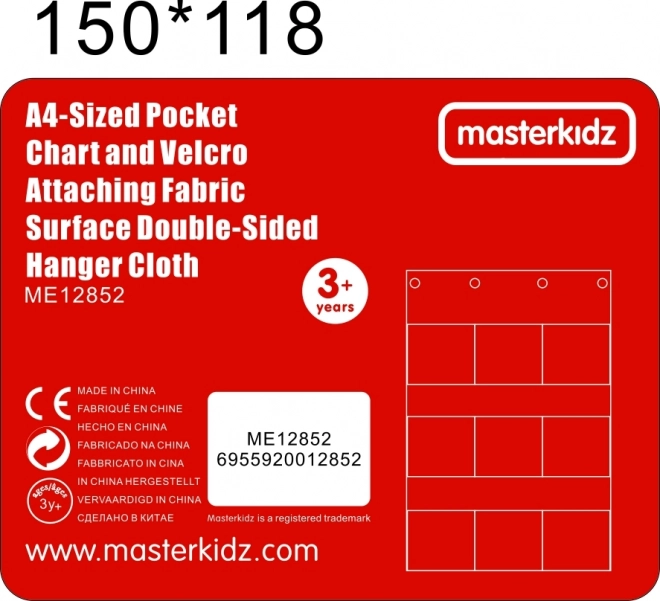 Masterkidz Stoffbogen zum Aufhängen mit Taschen für Bücher und Bilder Blau