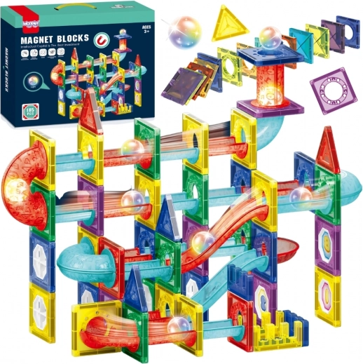 Woopie magnetische 3D-Bausteine – edukative Murmelbahn, 105 Teile