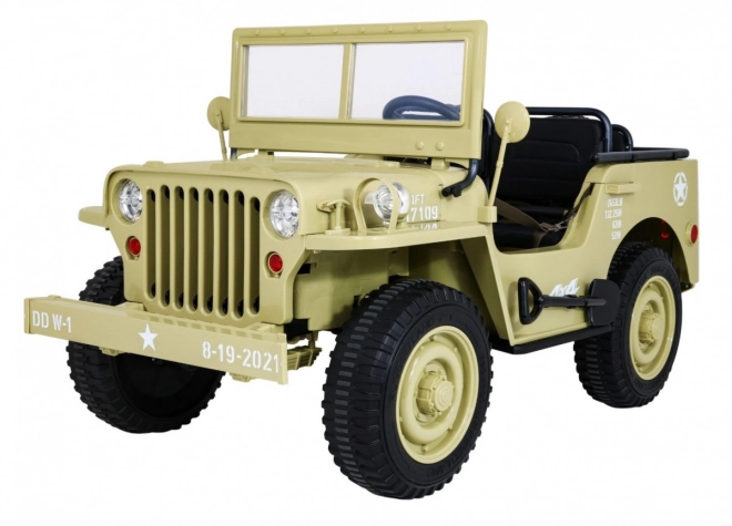 Retro-Militärfahrzeug für Kinder mit 4x4-Antrieb, Platz für 3 und EVA-Reifen