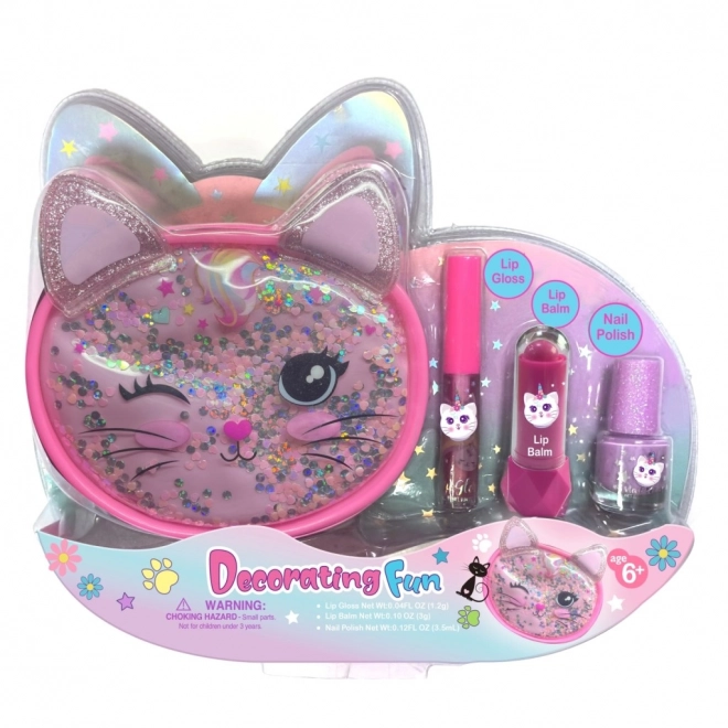 Kosmetik-Set mit Täschchen in Katzenform
