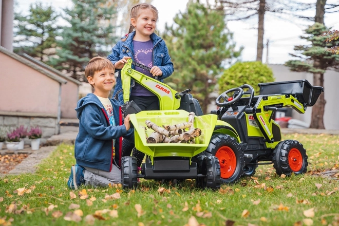 Trettraktor Claas Axos mit Front- und Heckschaufel + Anhänger