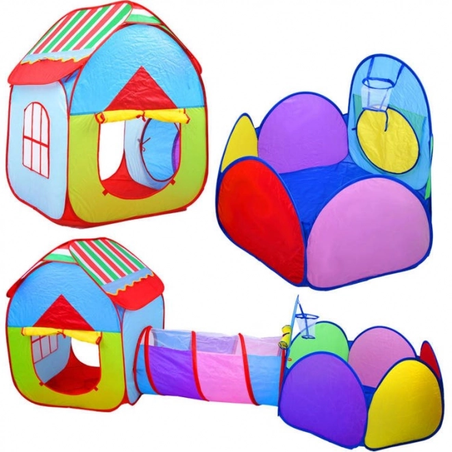 Kinder-Spielset 3-in-1 mit Spielhaus, Tunnel und Pool