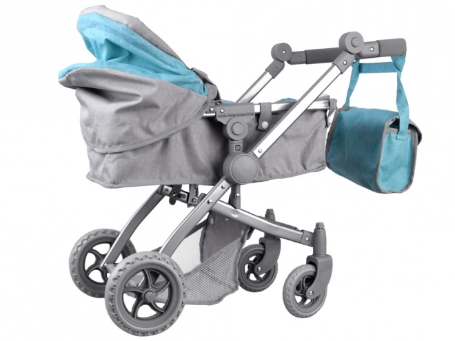 Multifunktionaler Puppenwagen 4-in-1 mit Wiege – türkis