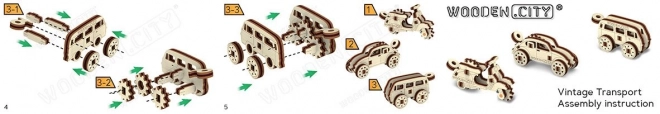 Hölzernes 3D-Puzzle Mini-Set Widgets: Historische Fahrzeuge