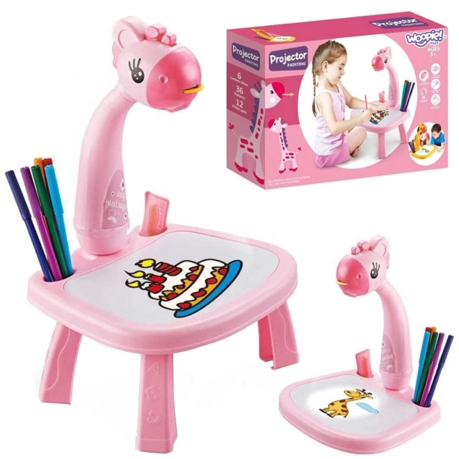 Zeichenbrett mit Projektor Rosa Giraffe