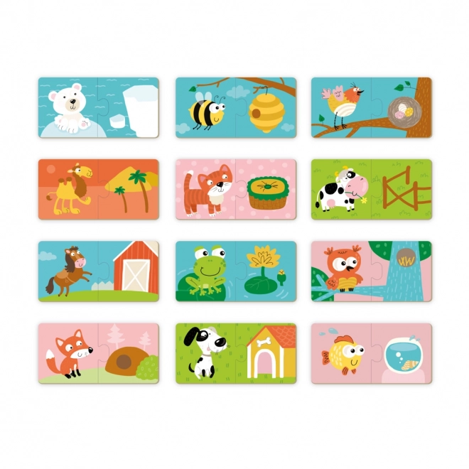 Puzzle Duo Wo die Tiere wohnen - 12x2 Teile