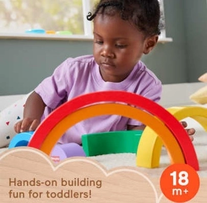 Holz-Regenbogen-Stapelspiel für Kinder von Fisher-Price