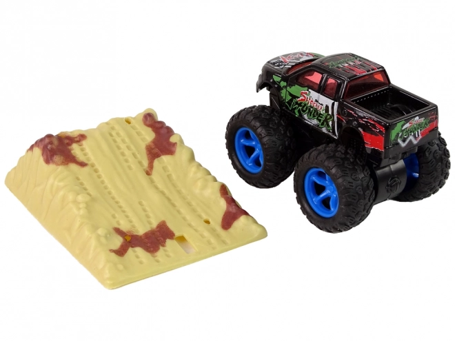 Monster Truck Spielzeugauto mit Rückziehantrieb und Sprungrampe