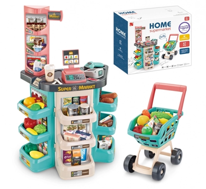 Supermarkt Spielset mit Einkaufswagen und Kasse von Woopie