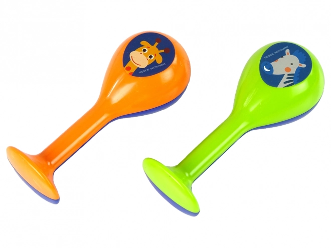 Set Mit Zwei Rasseln Maracas Tiere