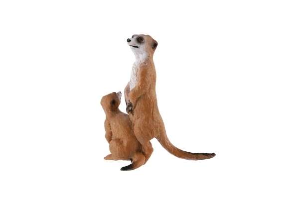 Dekorative Figur Erdmännchen mit Jungtier - aus Kunststoff, hellbraun, 8cm