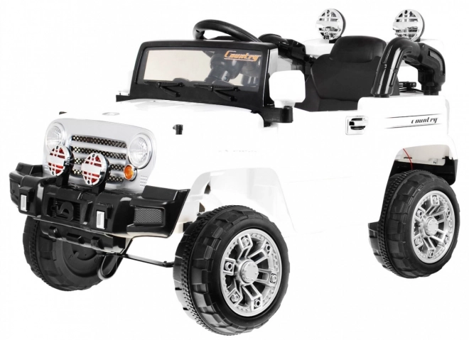 JJ Geländewagen auf Batterie für Kinder Weiß + Fernbedienung + Stauraum + Lichter + Audio